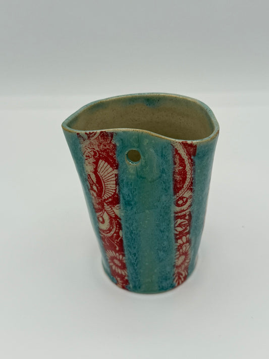 Handmade Ceramic Tumbler – Red / Blue Stoneware Cup